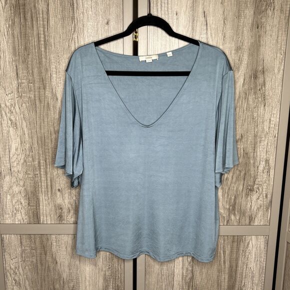 Vince Top V Neckline Flutter Sleeve Blue Color Size 1X - Picture 1 of 8